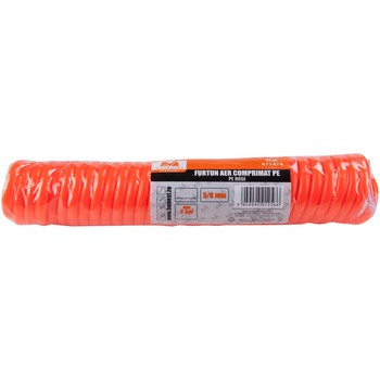 Furtun PE spiralat pentru aer comprimat Evotools, 15 m, max 8 bar, diametru 5/8mm, cuple rapide M/F Furtun PE spiralat pentru aer comprimat Evotools, 15 m, max 8 bar, diametru 5/8mm, cuple rapide M/F