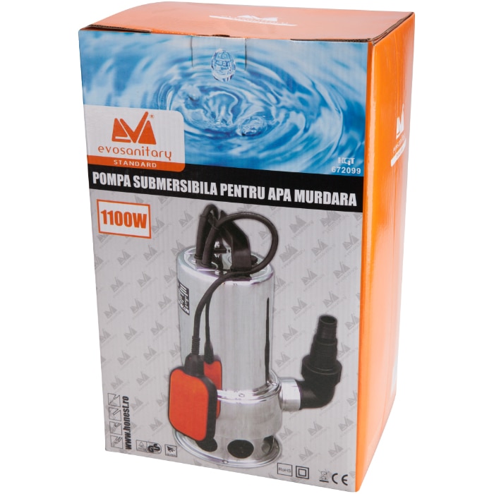 Потопяема помпа за мръсна вода Evotools, 1100 W, максимален дебит 250 l ...