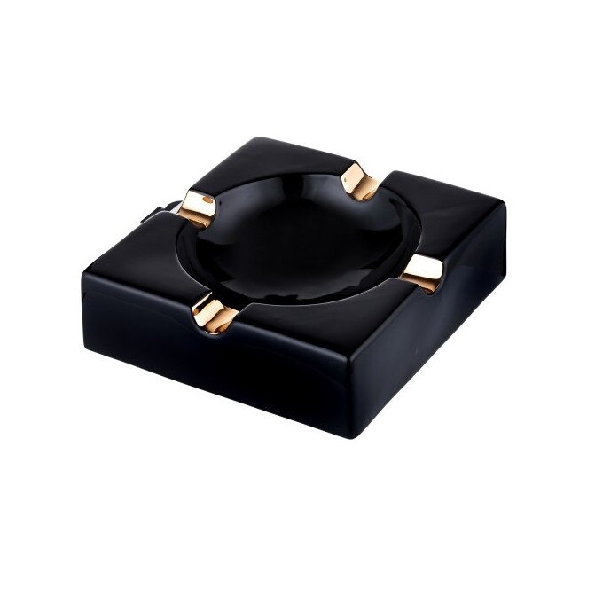 Scrumiera Angelo 21 X 21 cm, negru 4 trabucuri