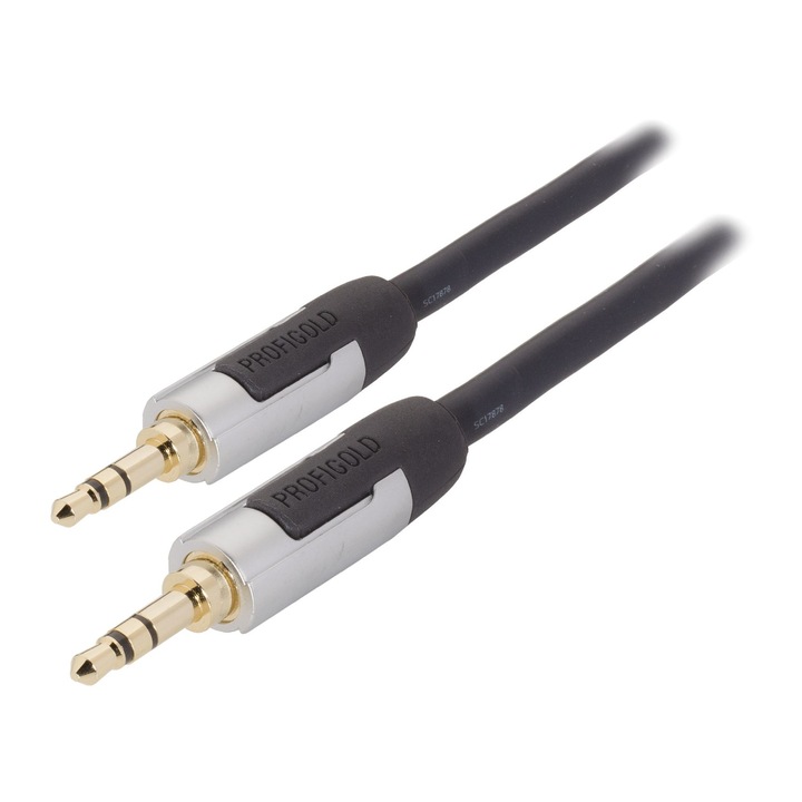 Sztereó audiokábel Jack 3,5 mm-es apa - 3,5 mm-es apa 2,0 m fekete, Profigold