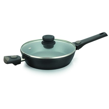 Tigaie aluminiu 24 cm, marmorat cu capac, manere detasabile Grunberg GR4003 Tigaie aluminiu 24 cm, marmorat cu capac, manere detasabile Grunberg GR4003