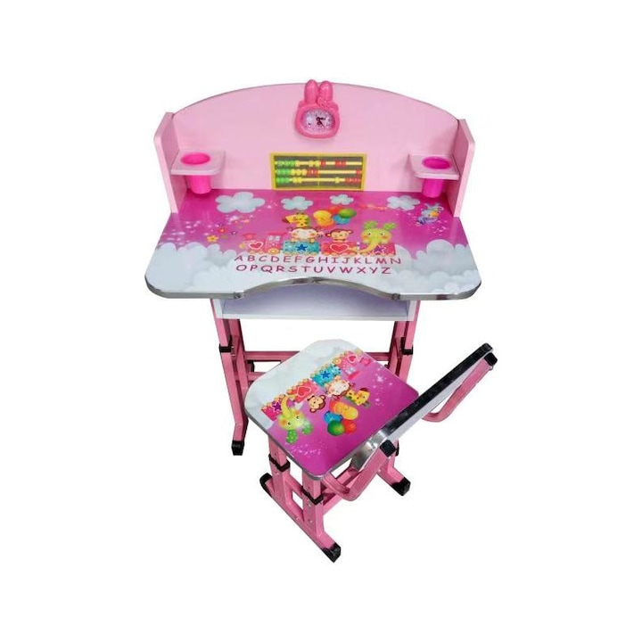 Birou cu scaunel pentru copii, inaltime reglabila - Jolly Kids™ , ROZ KT0539