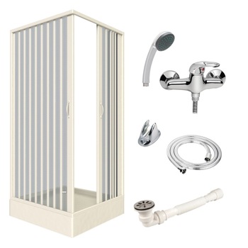 Pachet cabina Luna 80 cu cadita si baterie dus, 80x80 cm Pachet cabina Luna 80 cu cadita si baterie dus, 80x80 cm