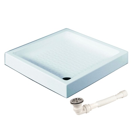 Pachet cabina Luna 70 + cadita + baterie dus, alb, 70x70 cm