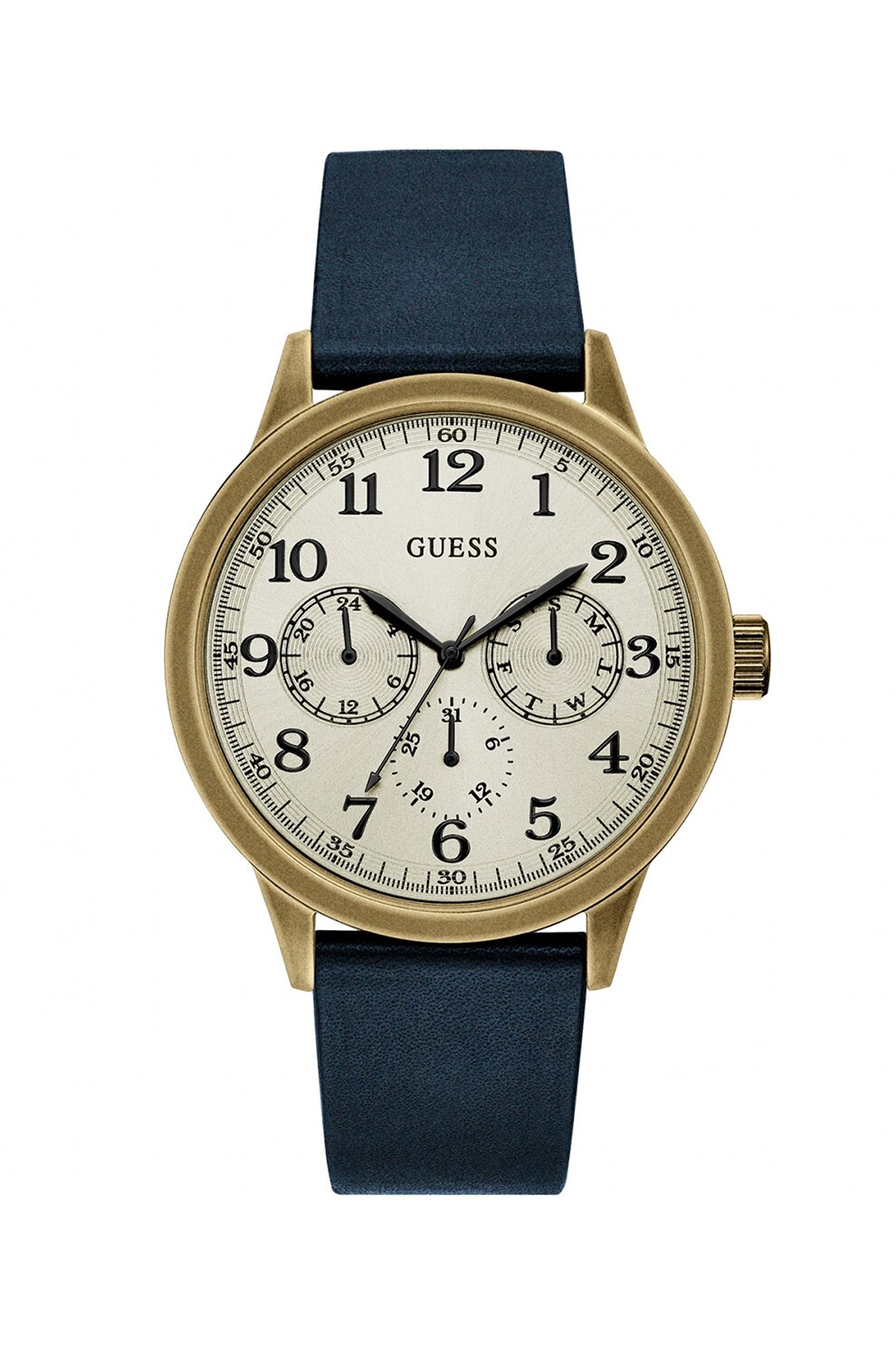 Guess, Ceas analog cu functii multiple Boulder, Bleumarin