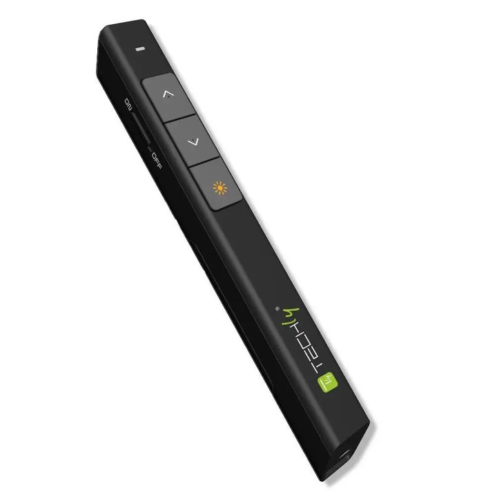 Laser pointer profesional, wireless, pentru prezentari, distanta de pana la 100 m, Negru, Techy, ITC-LASER26