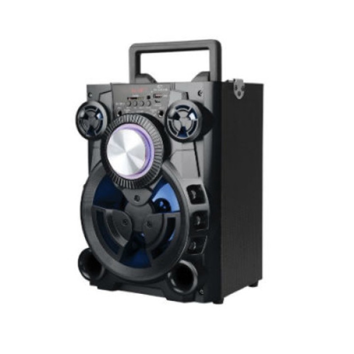 Boxa portabila Bluetooth cu microfon Elekom EK-0810, Functie karaoke, Iluminare cu LED, Negru