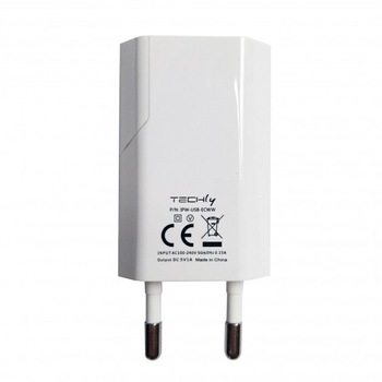 Incarcator de retea Techly, Slim, USB, 5V, 1A, Alb Incarcator de retea Techly, Slim, USB, 5V, 1A, Alb