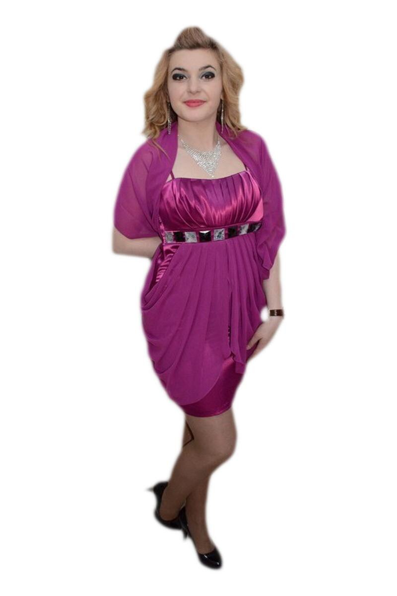 Rochie scurta de ocazie,tul si dantela, croiala clasica,D&J Exclusive, Mov