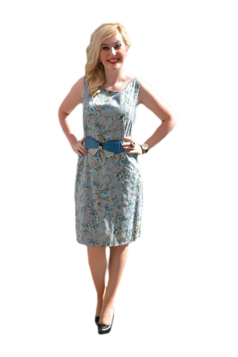 Rochie de primavara-vara, mulate, D&J Exclusive, Gri-Albastru