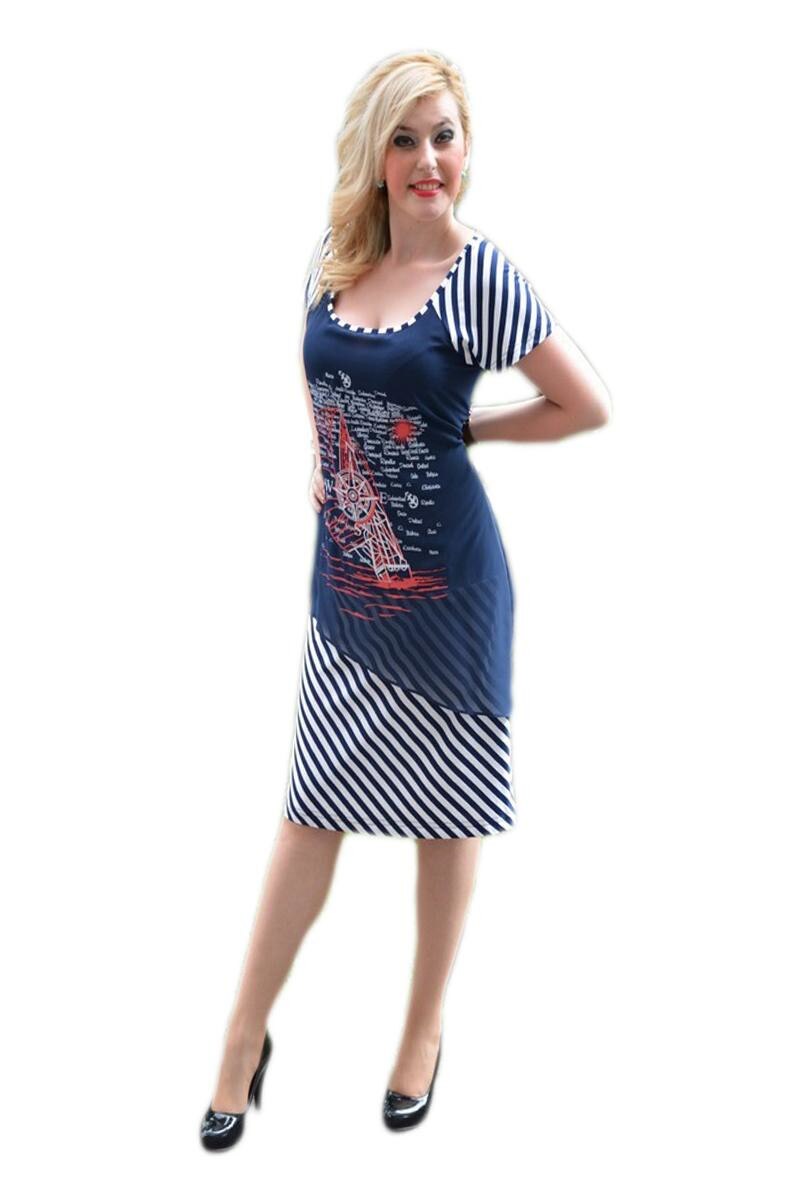 Rochie de primavara-vara, cu un voal asimetric,D&J Exclusive, Multicolor