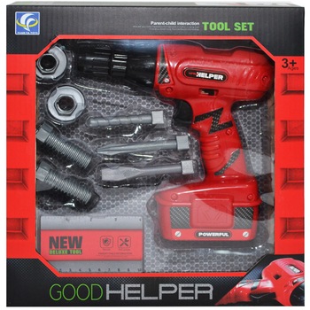 Bormasina cu 3 capete, rotire in ambele sensuri si cu baterii, 9 piese Bormasina cu 3 capete, rotire in ambele sensuri si cu baterii, 9 piese