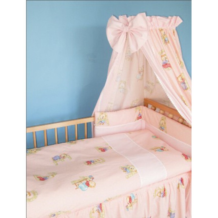 Set pentru pat copii din 4 piese, GLUCK, Bumbac, Roz