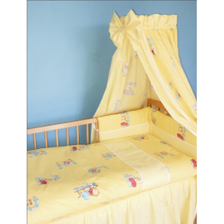 Set pentru patut copii din 4 piese, GLUCK, Bumbac, Galben