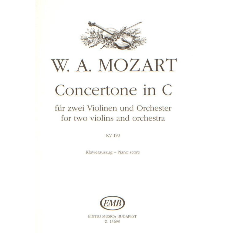 Mozart, Wolfgang Amadeus: Concertone in C for two violins and orchestra K. 190 piano score