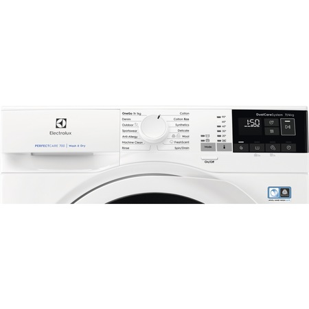 Masina de spalat rufe cu uscator Electrolux Dual-Care EW7W447W, PerfectCare700, Spalare 7 kg, Uscare 4 kg, 1400 RPM, Clasa C, DualCare, SteamCare, SensiCare, Alb