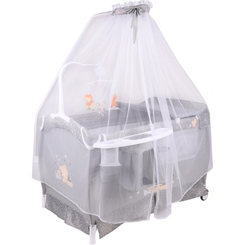Pat pliant Lorelli Classic Sleep'n Dream Rocker, cu baldachin, 2 nivele si sistem de leganare, Gri Pat pliant Lorelli Classic Sleep'n Dream Rocker, cu baldachin, 2 nivele si sistem de leganare, Gri