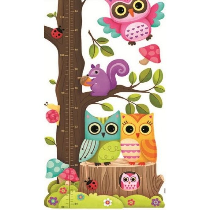 Sticker perete, masurator inaltime cu animale de padure 32 x 175 cm