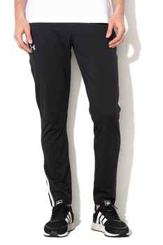 Under Armour, Pantaloni din material pique cu benzi laterale contrastante, pentru fitness Sportstyle, Black/White