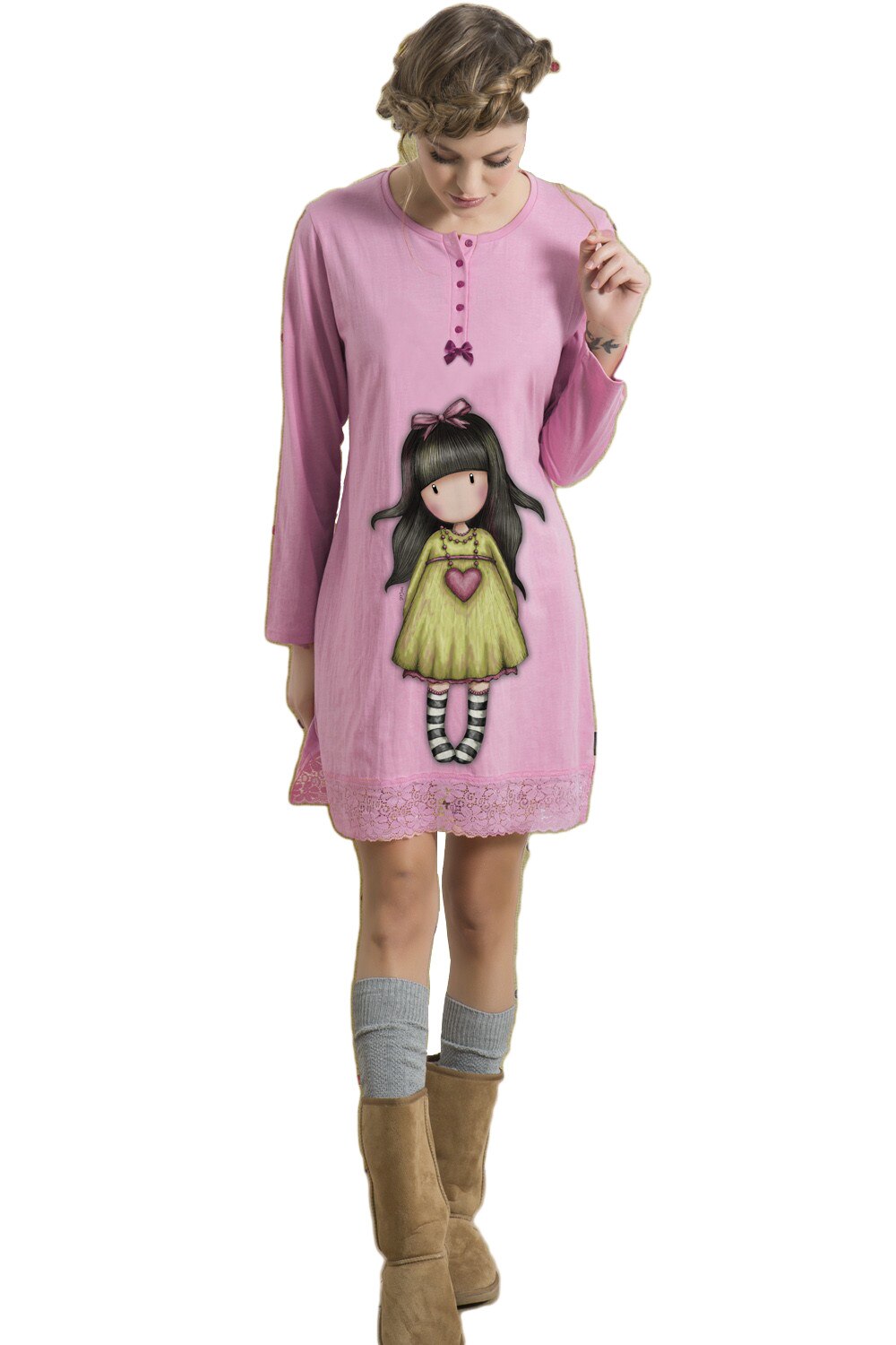 Camasa noapte dama Gorjuss -Heartfelt, Multicolor, XS