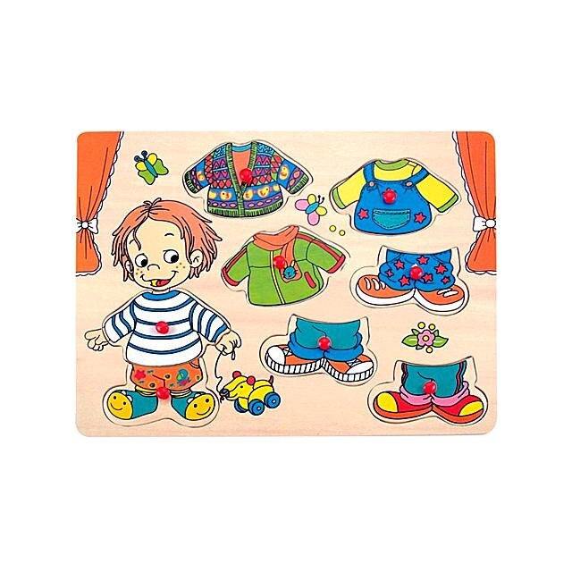 Puzzle Woodyland Set forme imbraca baietasul 9piese