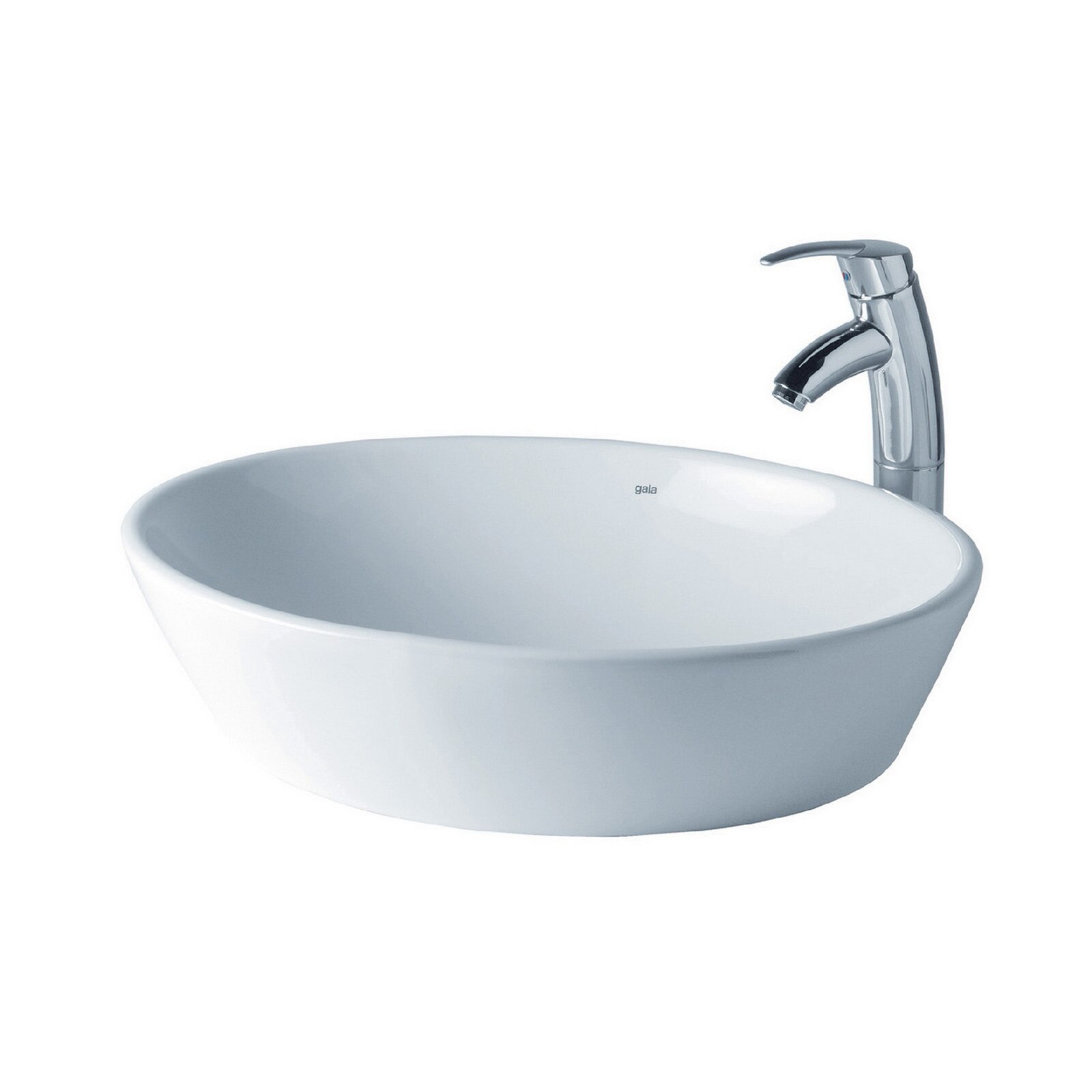 Lavoar Gala Soft pe blat, oval, 57.5x45 cm, alb, fara orificiu baterie