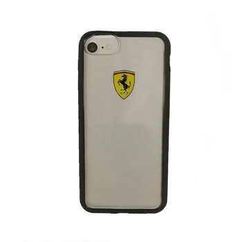 Husa de protectie hardcase pentru iPhone 7 Ferrari, Transparent/Negru Husa de protectie hardcase pentru iPhone 7 Ferrari, Transparent/Negru