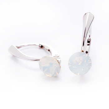 Cercei Argint DaviCrystals cu cristale Swarovski cu un singur cristal xirius cu leverback mare white opal Cercei Argint DaviCrystals cu cristale Swarovski cu un singur cristal xirius cu leverback mare white opal