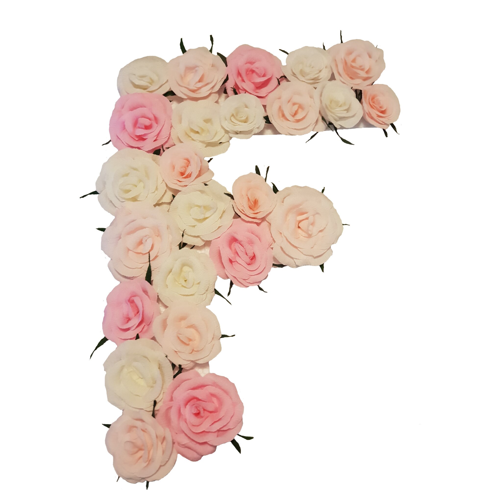 Litera volumetrica F Handmade Minis Boutique, alb cu roz