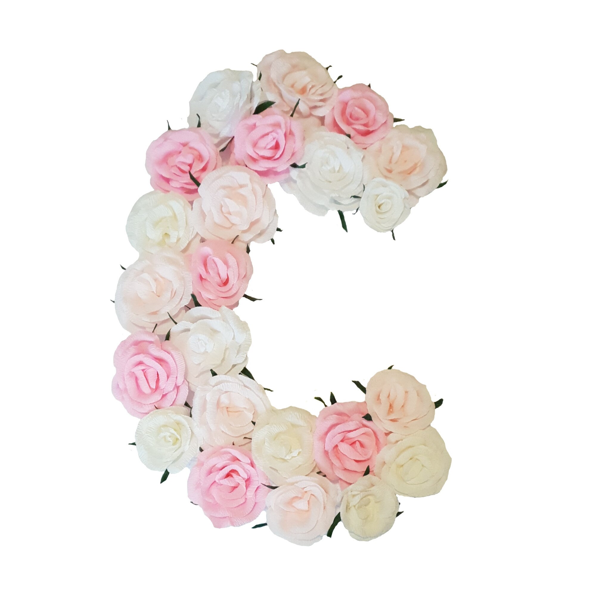 Litera volumetrica C Handmade Minis Boutique, alb cu roz