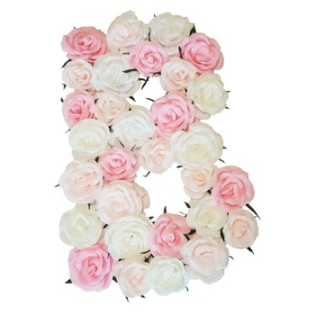 Litera volumetrica B Handmade Minis Boutique, alb cu roz Litera volumetrica B Handmade Minis Boutique, alb cu roz