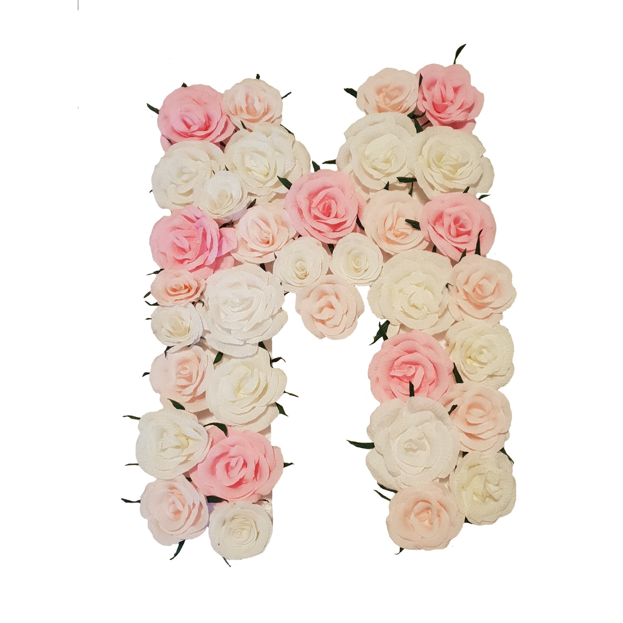 Litera volumetrica M Handmade Minis Boutique, alb cu roz