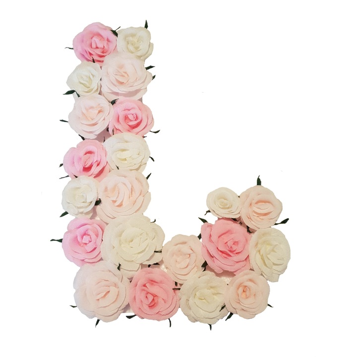 Litera volumetrica J Handmade Minis Boutique, alb cu roz