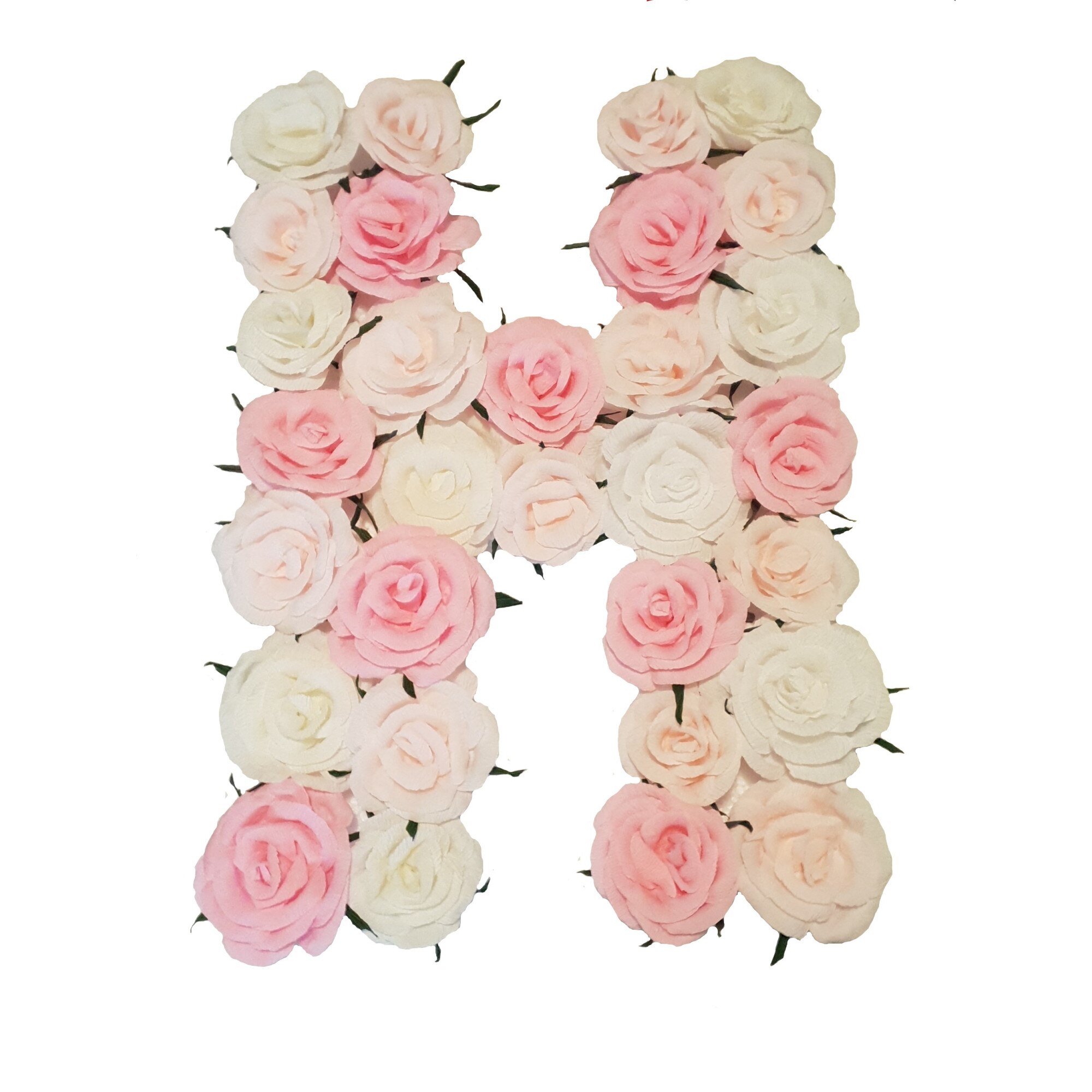 Litera volumetrica H Handmade Minis Boutique, alb cu roz