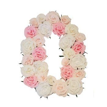 Litera volumetrica O Handmade Minis Boutique, alb cu roz Litera volumetrica O Handmade Minis Boutique, alb cu roz