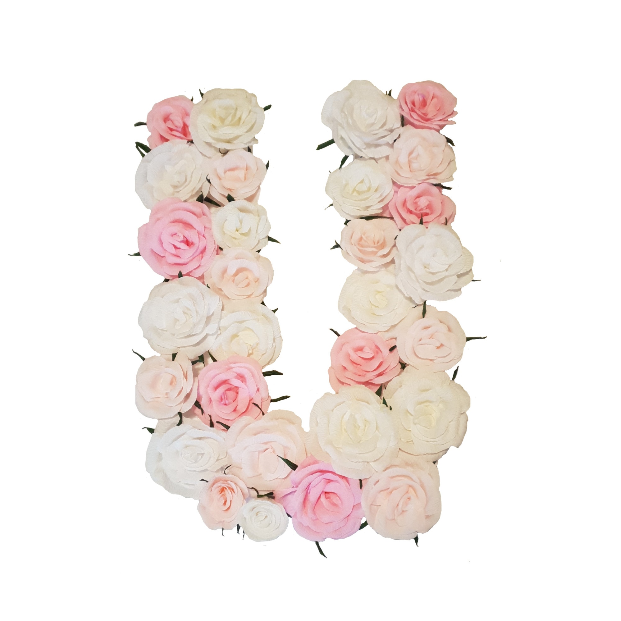 Litera volumetrica U Handmade Minis Boutique, alb cu roz