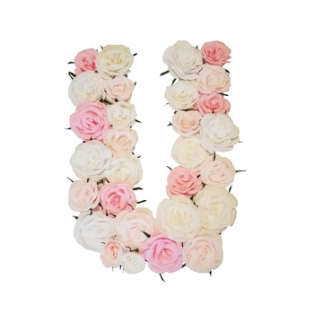 Litera volumetrica U Handmade Minis Boutique, alb cu roz Litera volumetrica U Handmade Minis Boutique, alb cu roz