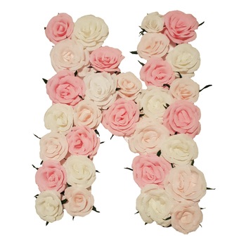 Litera volumetrica N Handmade Minis Boutique, alb cu roz Litera volumetrica N Handmade Minis Boutique, alb cu roz