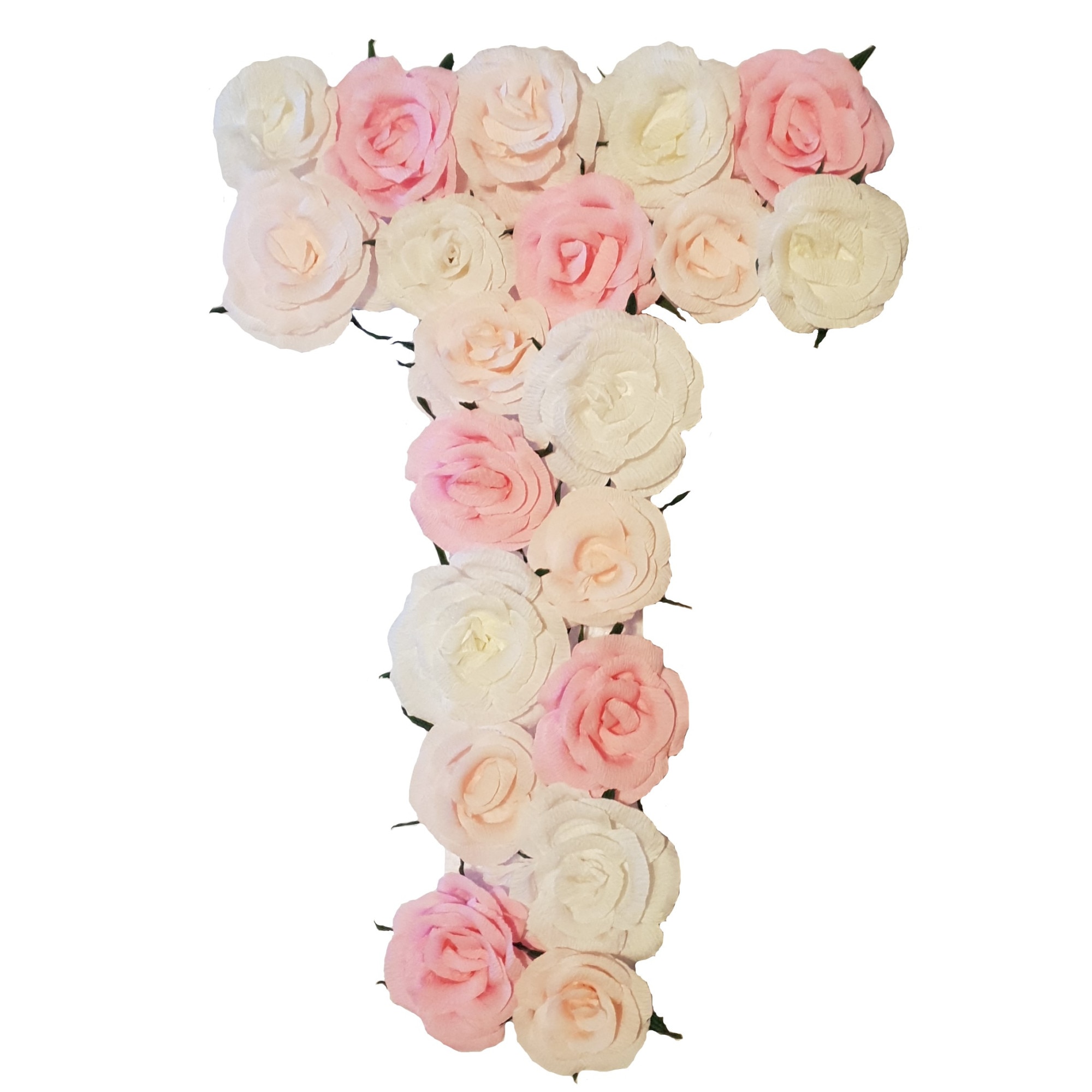 Litera volumetrica T Handmade Minis Boutique, alb cu roz