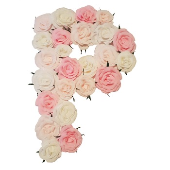 Litera volumetrica P Handmade Minis Boutique, alb cu roz Litera volumetrica P Handmade Minis Boutique, alb cu roz