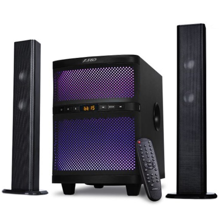 Hangszórók F&D T-200X, 2.1, 17.5W x 2 + 35W (70W RMS), Bluetooth 4.0, Plug & Play USB, fekete