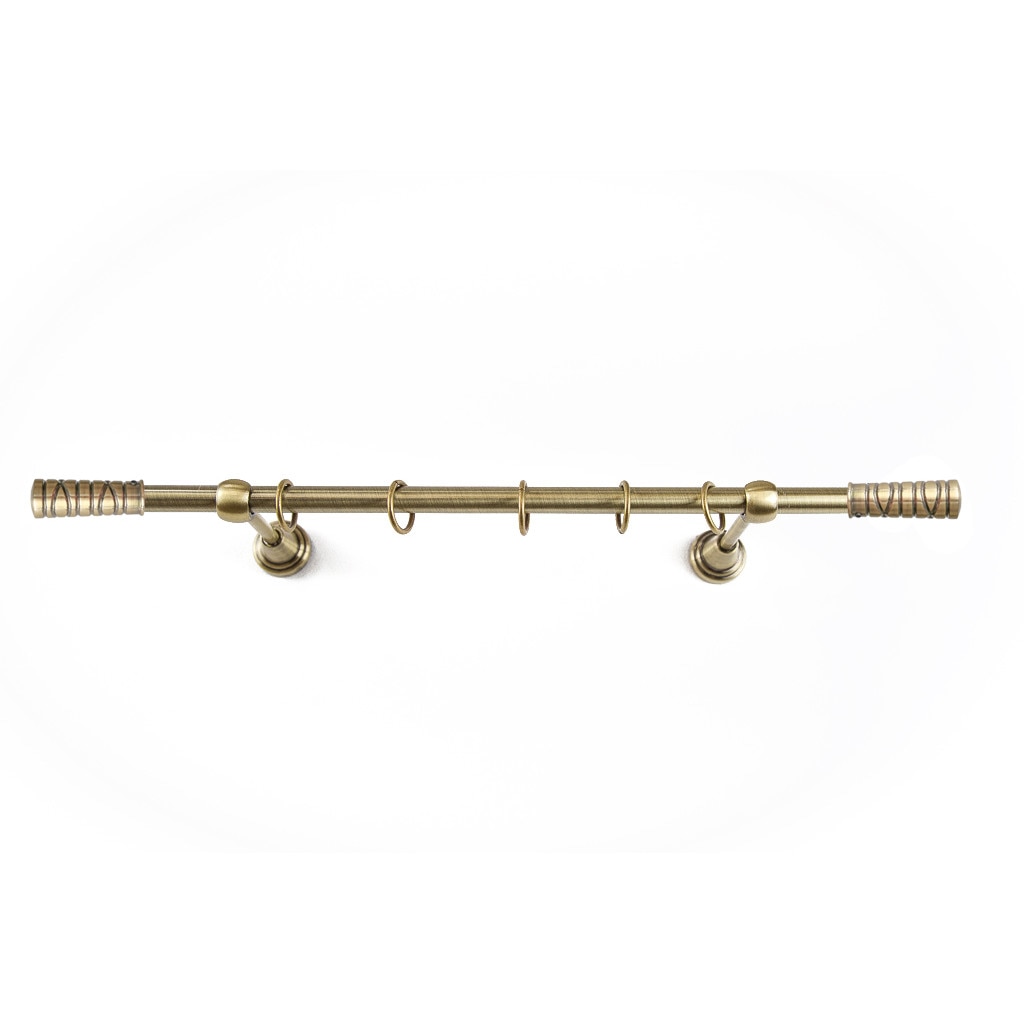 Galerie metalica 200 cm pentru perdele, simpla, model Form, grosime 16 mm, auriu antic, KIT COMPLET