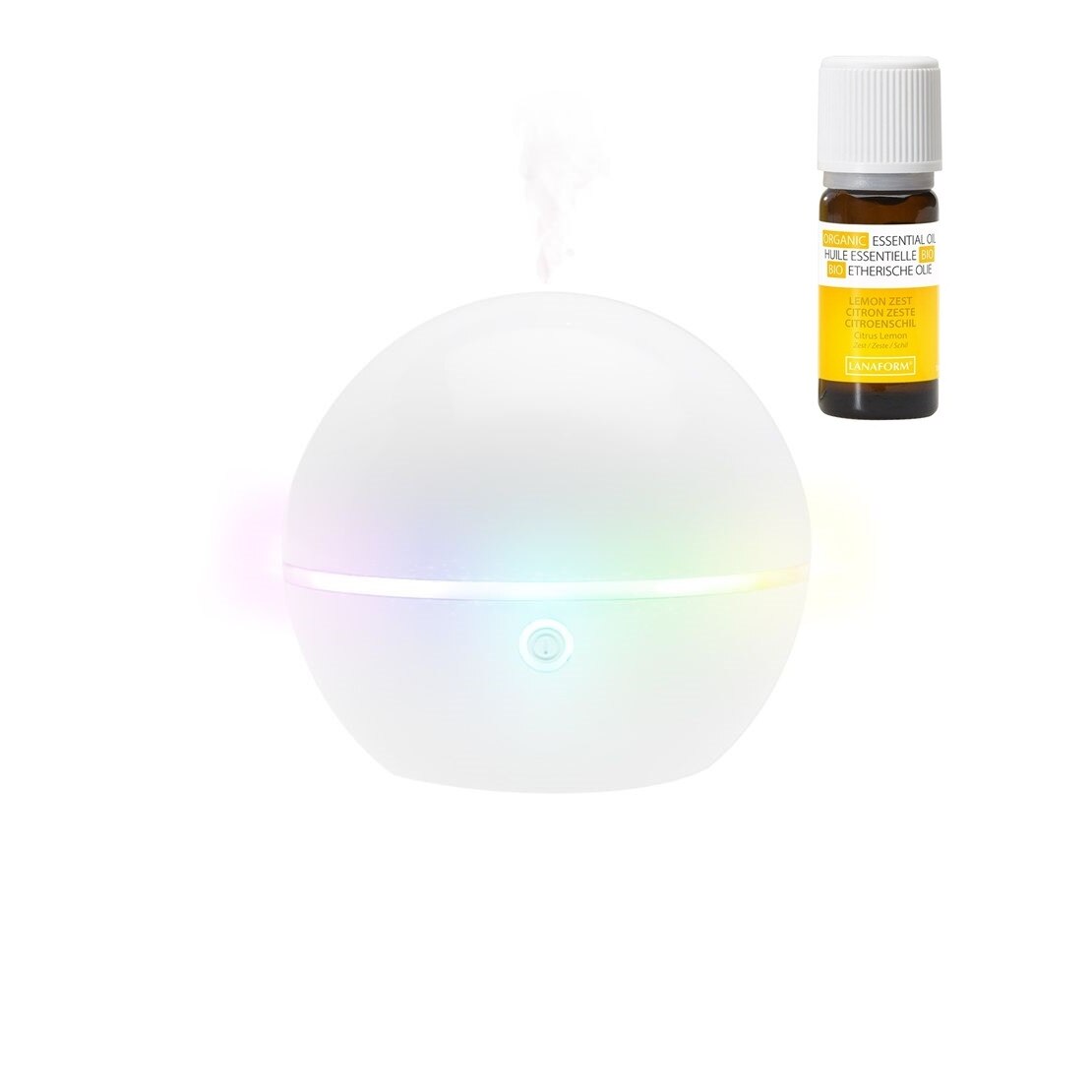 Set Difuzor de arome, uleiuri esentiale Bali cu iluminare, functionare pana la 7h si ulei de lamaie 10ml