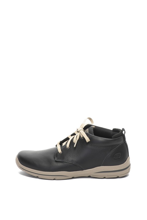 Skechers, Спортно-елегантни обувки Harper от импрегнирана кожа, Черен