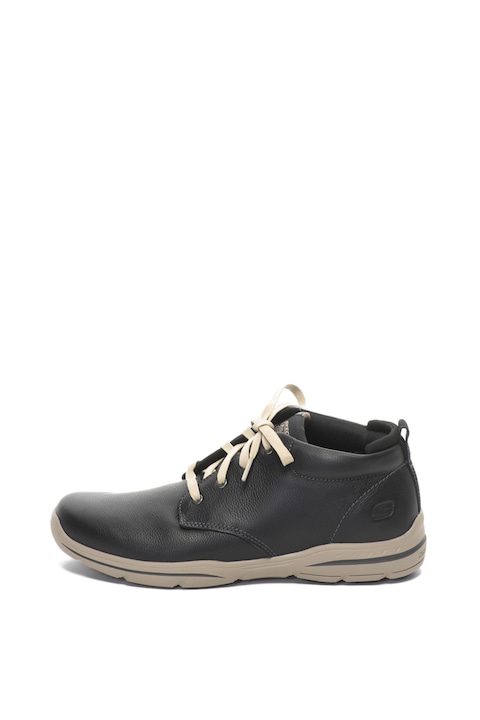 Skechers, Спортно-елегантни обувки Harper от импрегнирана кожа, Черен, 42.5, Черен