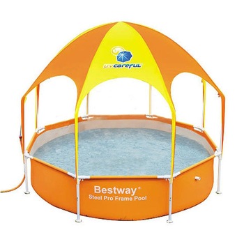 Piscina cu cadru metalic Bestway, rotunda, cu sistem de dus si pavilion, 246 x 50 cm Piscina cu cadru metalic Bestway, rotunda, cu sistem de dus si pavilion, 246 x 50 cm