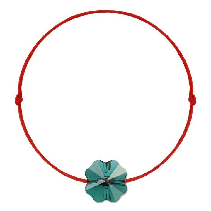 e-Crystal - Kabbala karkötõ® Clover 8mm Emerald kristályal