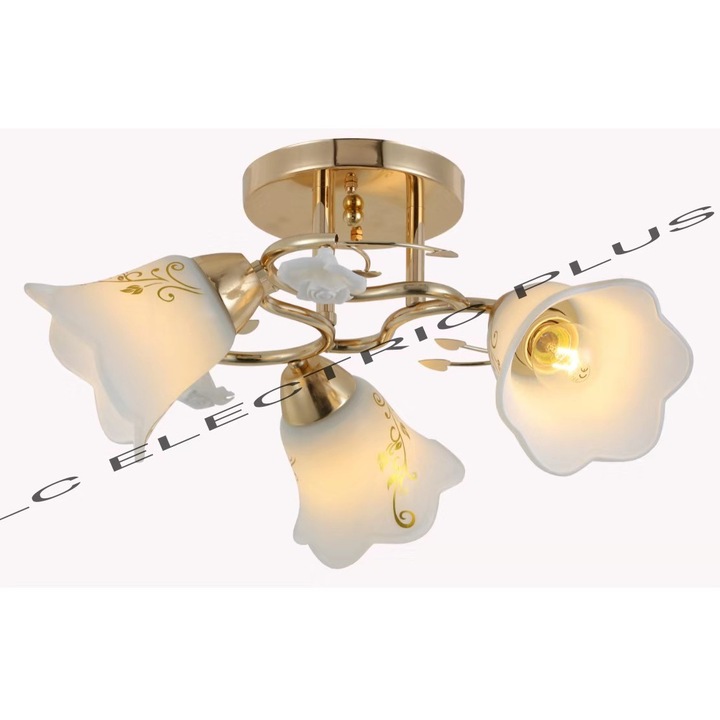 Csillár Fucsia 3xE27,arany+fehér