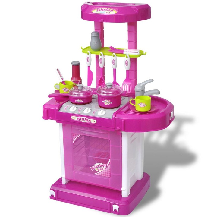 vidaXL Gyerek játékkonyha fény és hangeffektussal rózsaszín