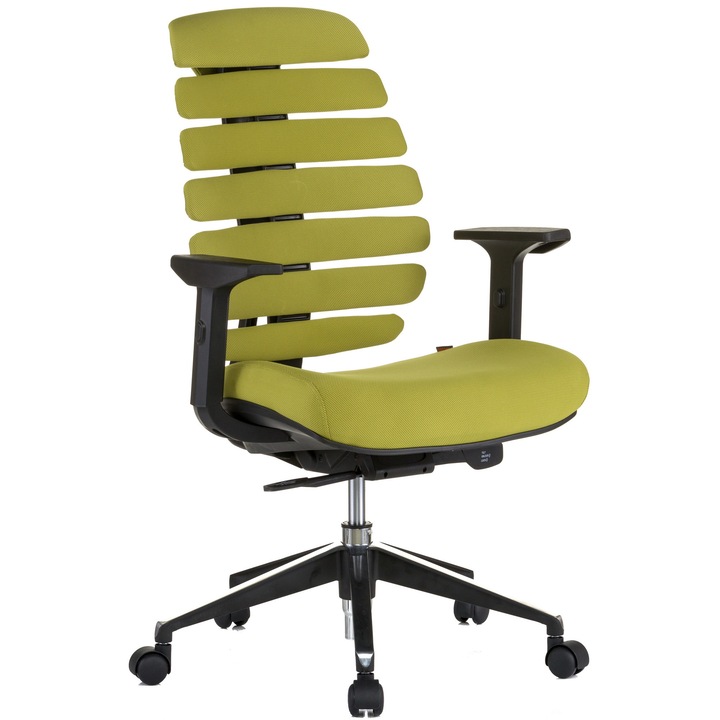 Scaun ergonomic QMOBILI ERGO LINE Verde, stofa, sezut translabil, suport lombar auto-reglabil, brate reglabile 3D, baza aluminiu, role gumate